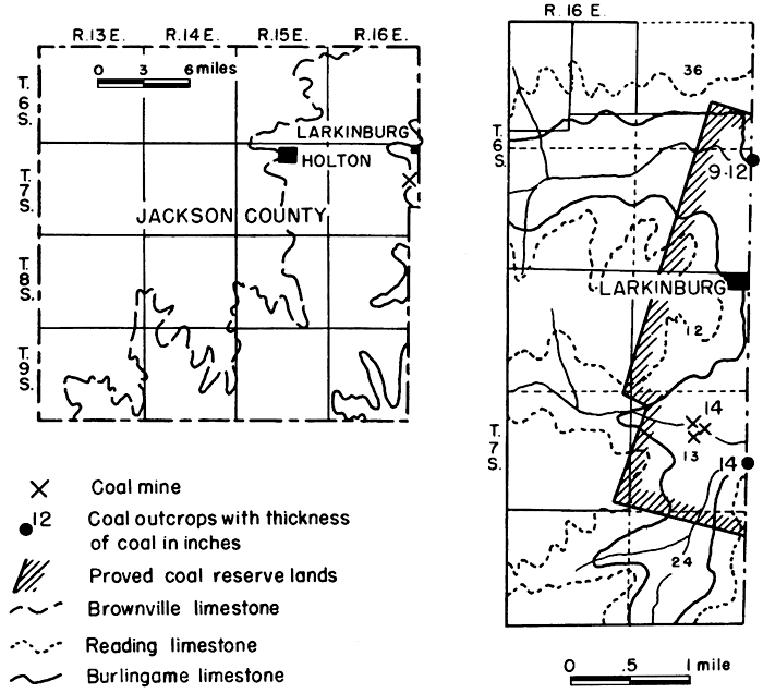 Coal mines and outcrops, Jackson Co.
