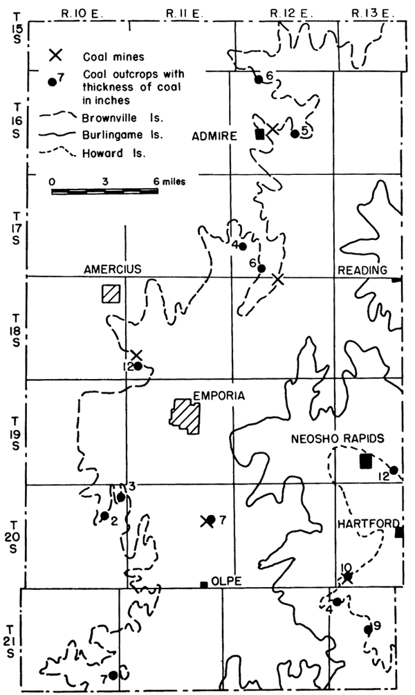 Coal mines and outcrops, Lyon Co.