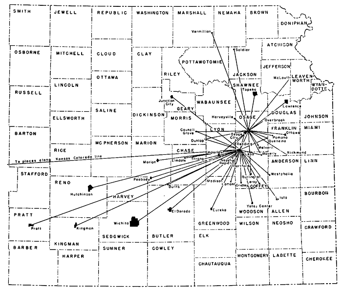 Cross section from Chautauqua to Elk and Greenwood counties showing positions of Nodaway coal and units above and below.