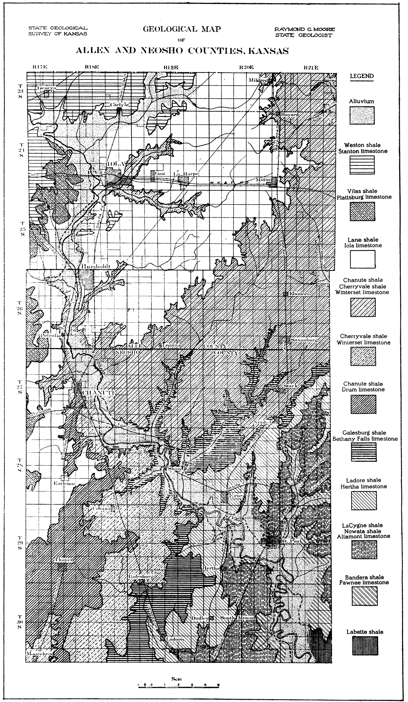 Geologic map of Allen and Neosho counties, Kansas.
