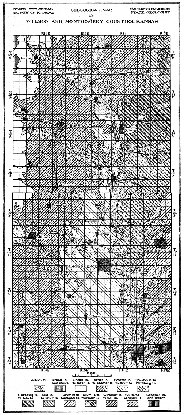Geologic map of Wilson and Montgomery counties.