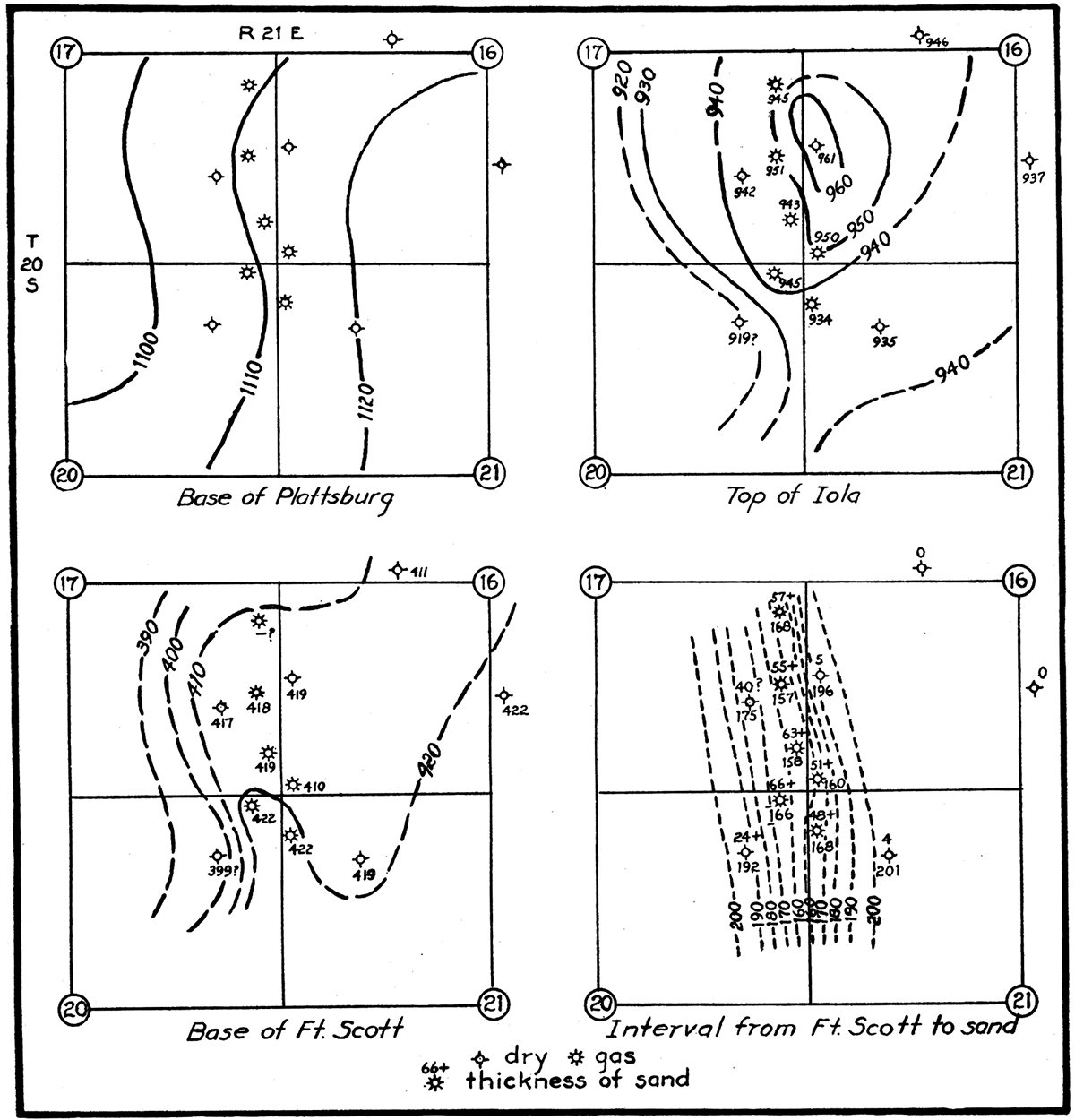 These plats indicate the unreliability of structural evidence in connection with small isolated sand deposits.