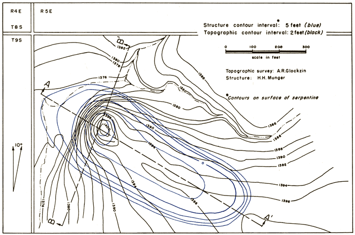 Structural feature also seems to be centered on topographic high.