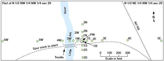 Map showing location of wells.