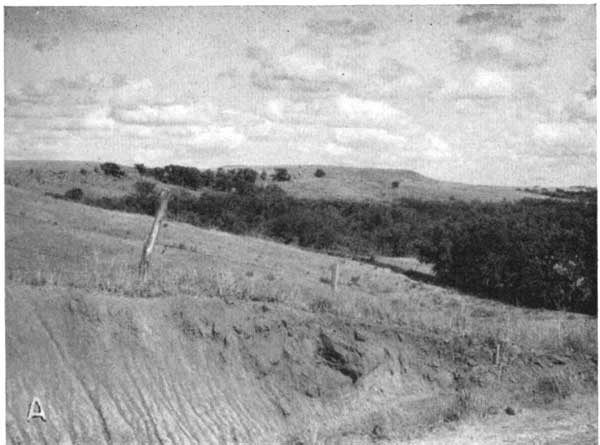 Black and white photo of gentle hills, northern McPherson County