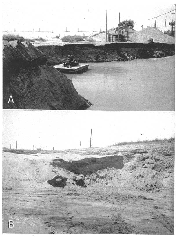 Two photos, one a gravel pit, the other a sand pit in McPherson formation.