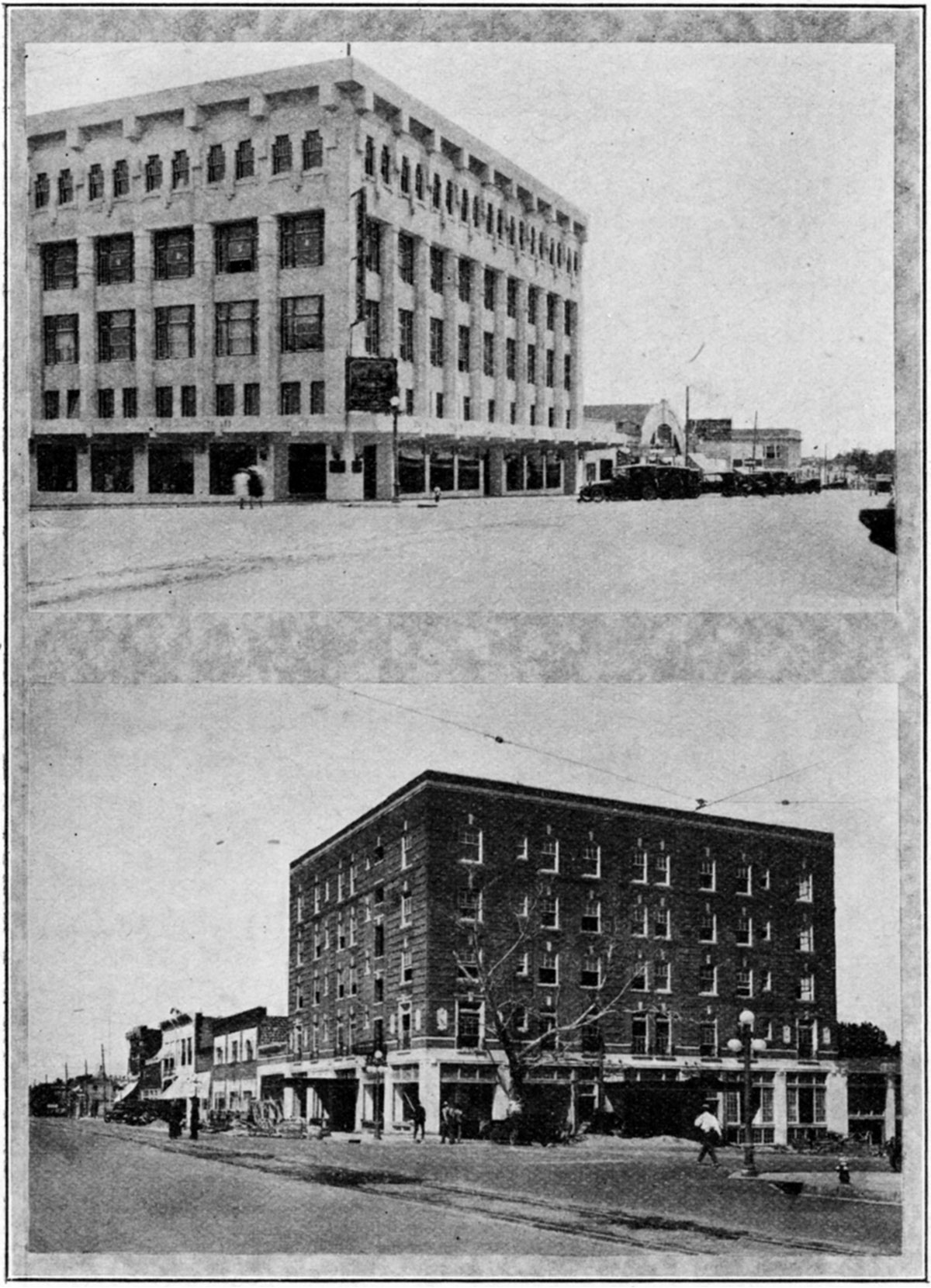 Black and white photo of Arkansas City business section.