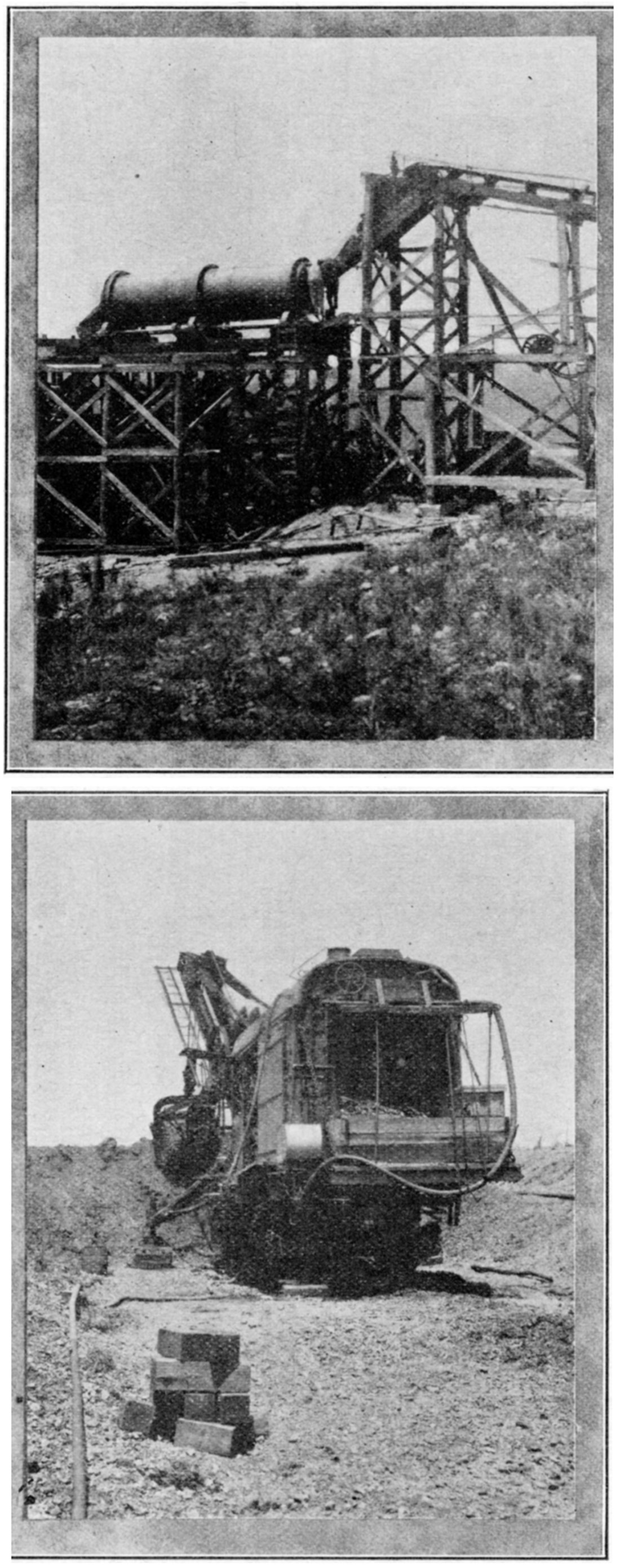 Two black and white photos; top is of Gravel washer, north of Silverdale; bottom is Pleistocene gravel deposit, north of Silverdale.