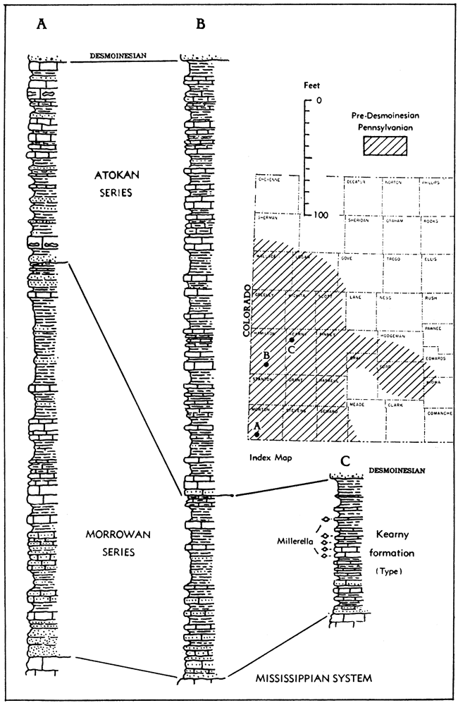 Atokan and Morrowan series are presnt in amilton and Morton counties; Atokan is not present in Kearny section.