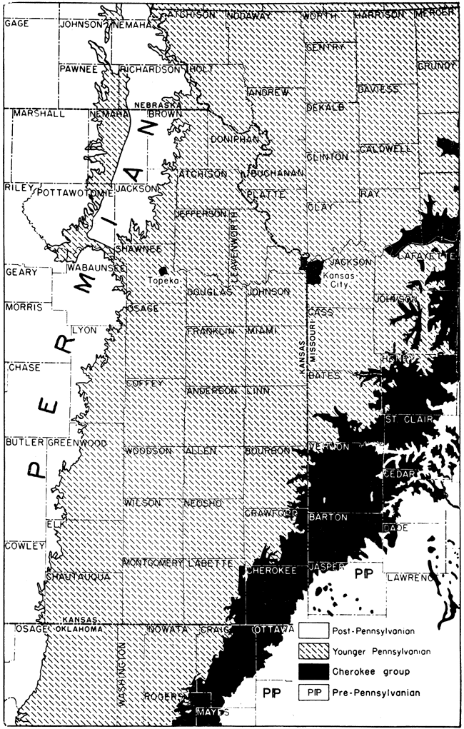 In Kansas, Cherokee Group outcrops in Cherokee, eastern Labette, eastern Crawford, and eastern Bourbon counties.