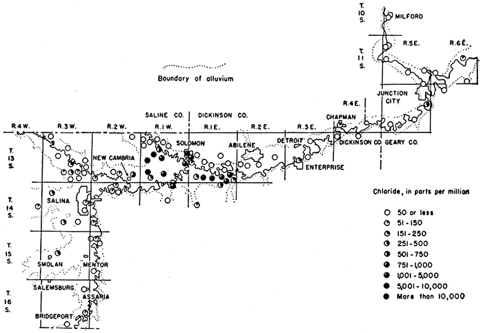 Map of valley showing chloride values.