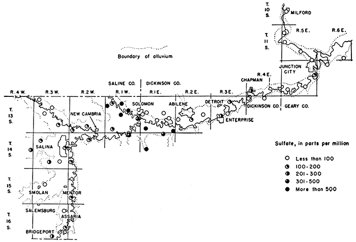 Map of valley showing sulfate values.