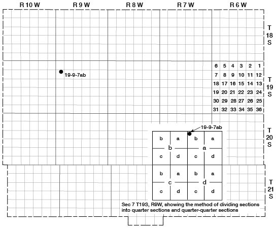 Map of Rice County illustrating the well-numbering system used in this report.