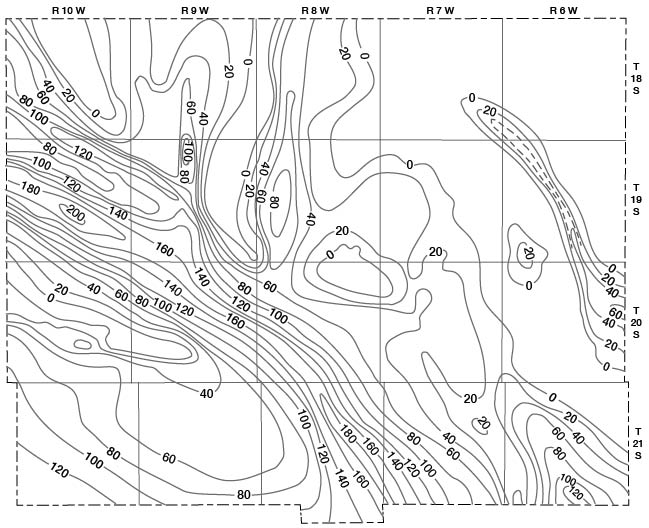 Saturated thickness of the Tertiary and Quaternary deposits in Rice County.