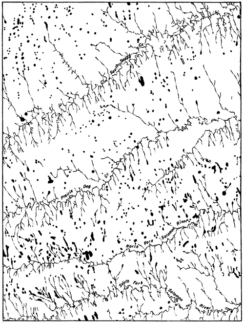 Map showing drainage and intermittent ponds in Colby quadrangle.