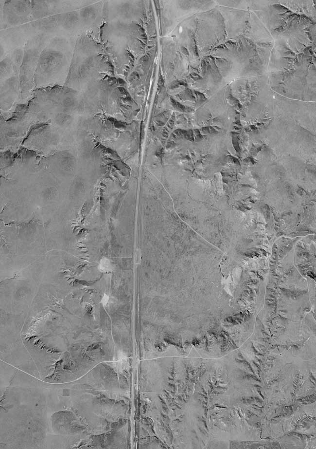 Aerial map of depression and drainage patterns in western Clark County.