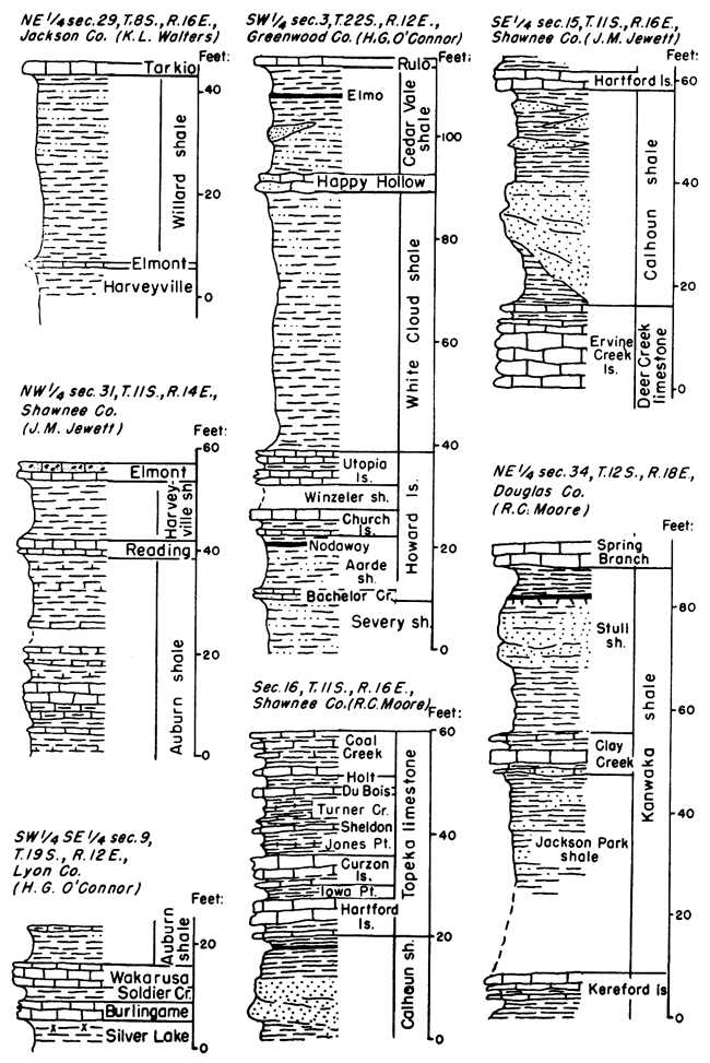 Seven stratigraphic sections.