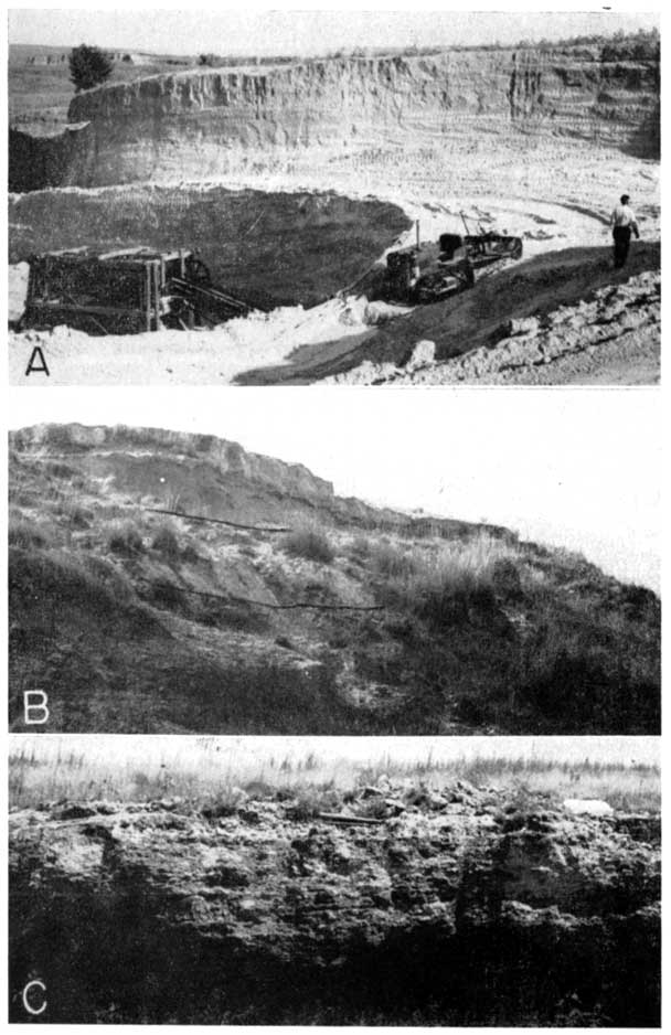 Three views of Pliocene volcanic ash in Norton Co.