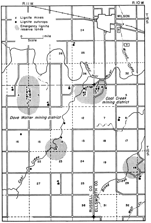 Several mining locations present in ths part of Ellsworth and Russell counties.