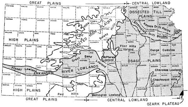 Area of study mostly in Dissected High Plains.