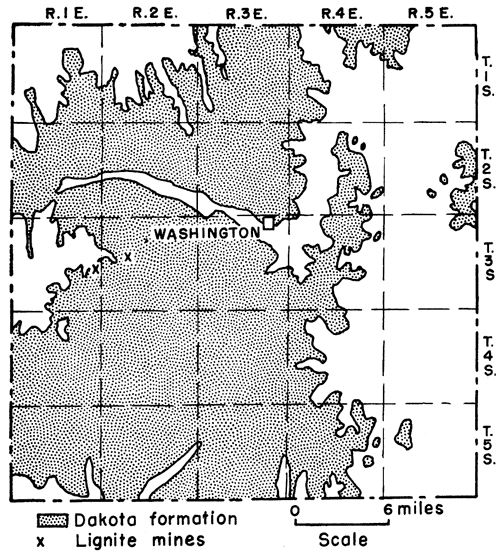 Almost all of Washington County is covered by Dakota (except much of far eastern townships; mining in west-central area.