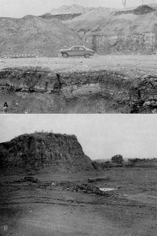 Two black and white photos of shale exposures.
