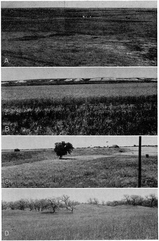 Four black and white photos showing landscapes near Harlan, KS.