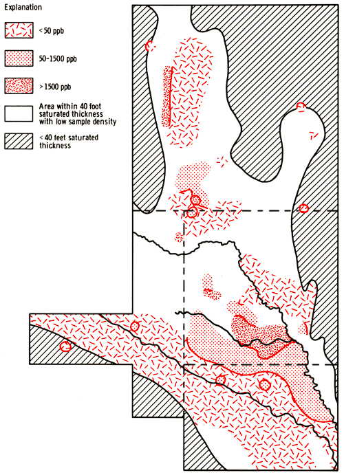 Iron concentrations plotted in study area; low values in much of study area; highest values are around Kisiwa Creek.