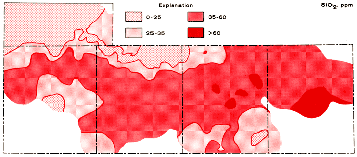 SiO2 highs in central Lane, small areas of central Scott.