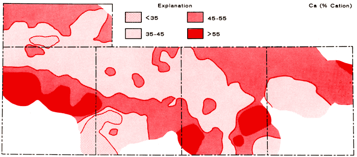 Ca (as % cation) highs in central Greeley and SW and SE Scott.