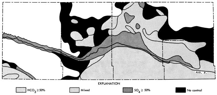 Map displaying anion type of water in study area.