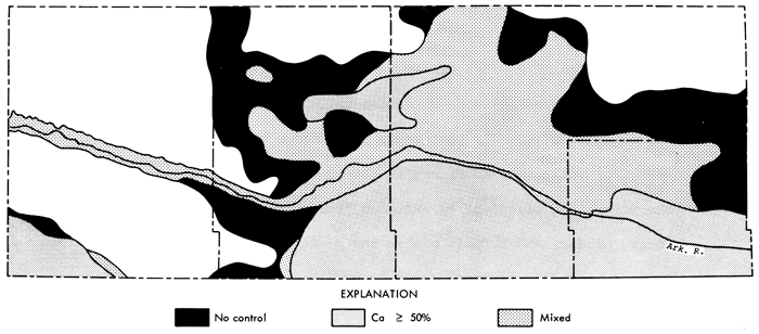 Map displaying cation type of water in study area.