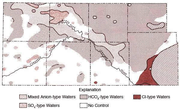 Anion-type water shown for study area.