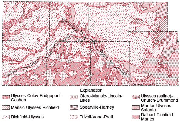 Map shows soil associations found in study area.