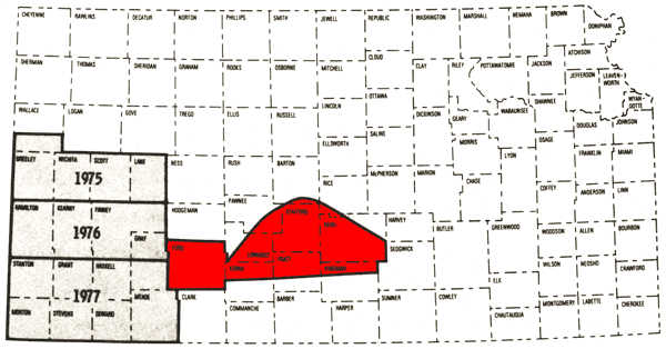 Counties studied are in the south-central part of Kansas.