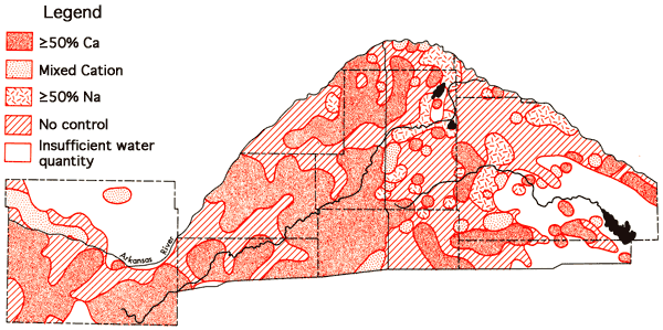 Map labeled with symbols showing cation types.