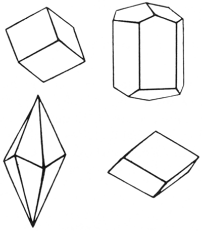 Sketches of calcite crystals.