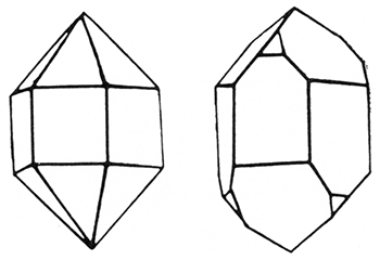 Sketch of quartz crystals.