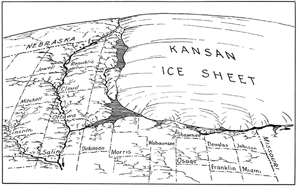 The Kansan ice sheet was a glacier that extended into Kansas approximately a million years ago.