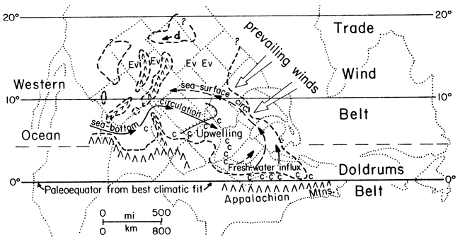 Map shows midcontinent as it appeared in Pennsylvanian.