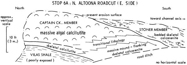 Sketch of Stop 6A roadcut.