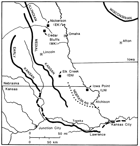 Limits of advance of ice sheets.