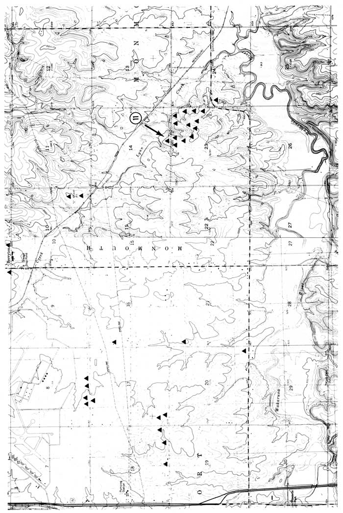 Topo map showing stop at Ice-wedge patches in roadcut.