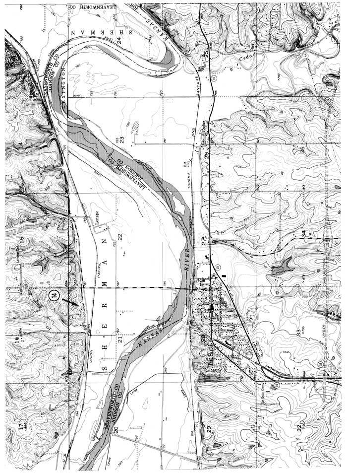 Topo map showing stop at Volcanic-ash exposure.