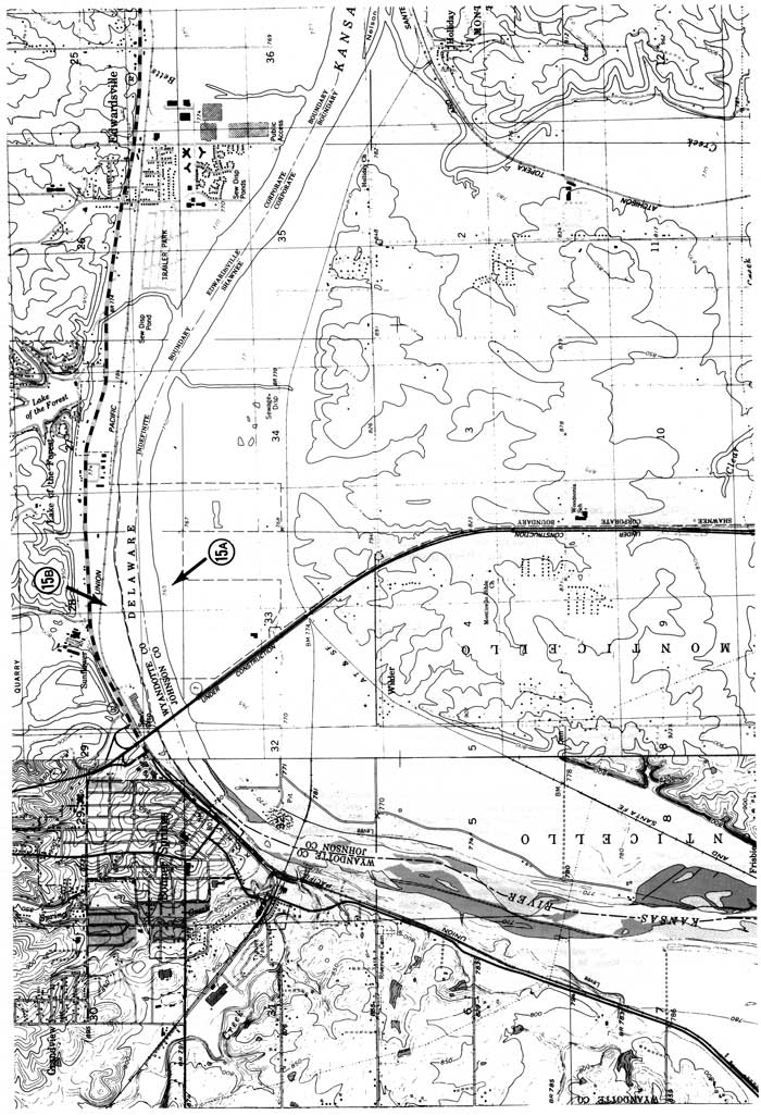 Topo map showing stop at Bonner Springs site.