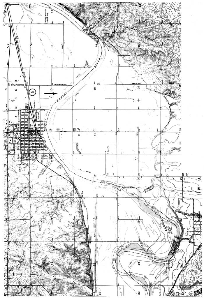 Topo map showing stop at river-bank exposure.