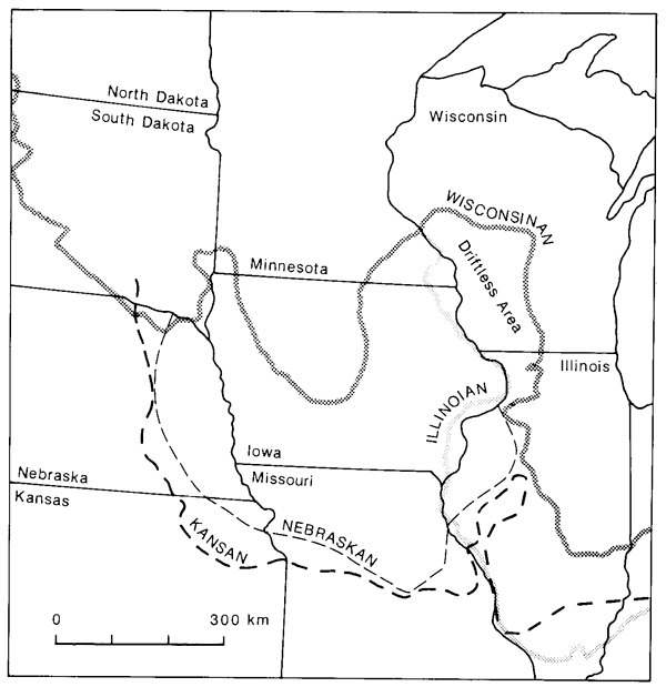 Kansan and Nebraskan glaciers reached NE Kansas; Wisconsinan and Illinoian did not.