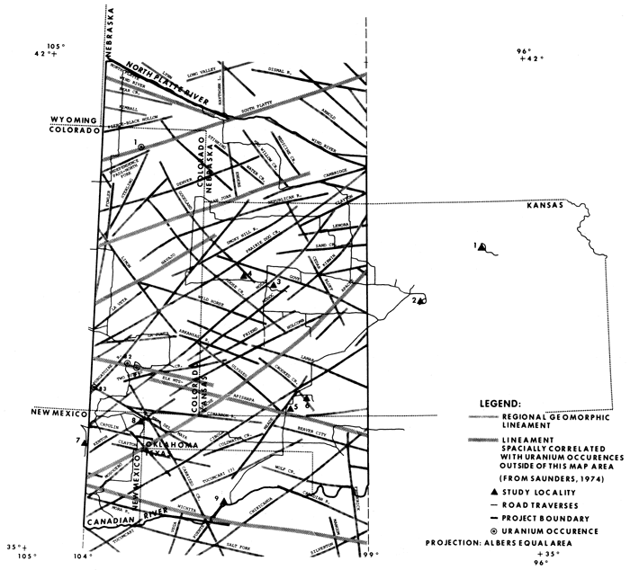 Road traverses shown with regional lineaments.