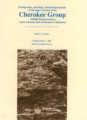 Cover of the book; cream color paper; brown-toned photo of outcrop with text in blue.