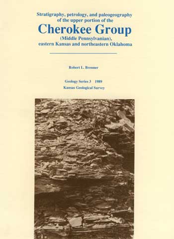 Cover of the book; cream color paper; brown-toned photo of outcrop with text in blue.